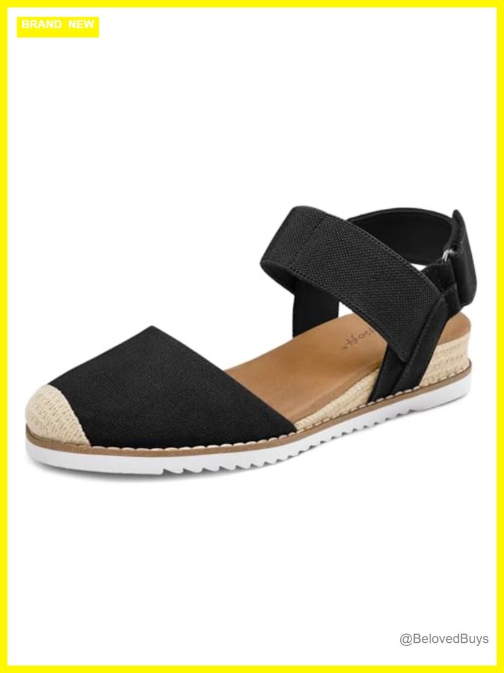 Low Wedge Sandals with Elastic Ankle Strap Closed Toe Espadrilles
